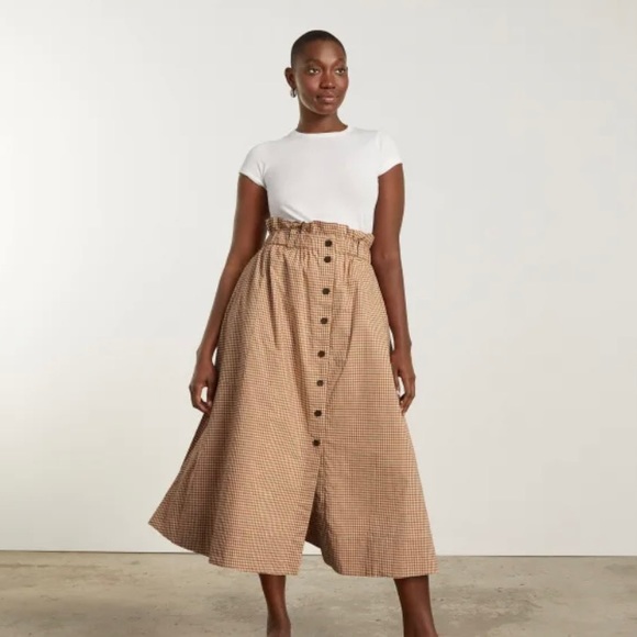 Everlane Gingham Easy Button Front Skirt - Picture 1 of 6